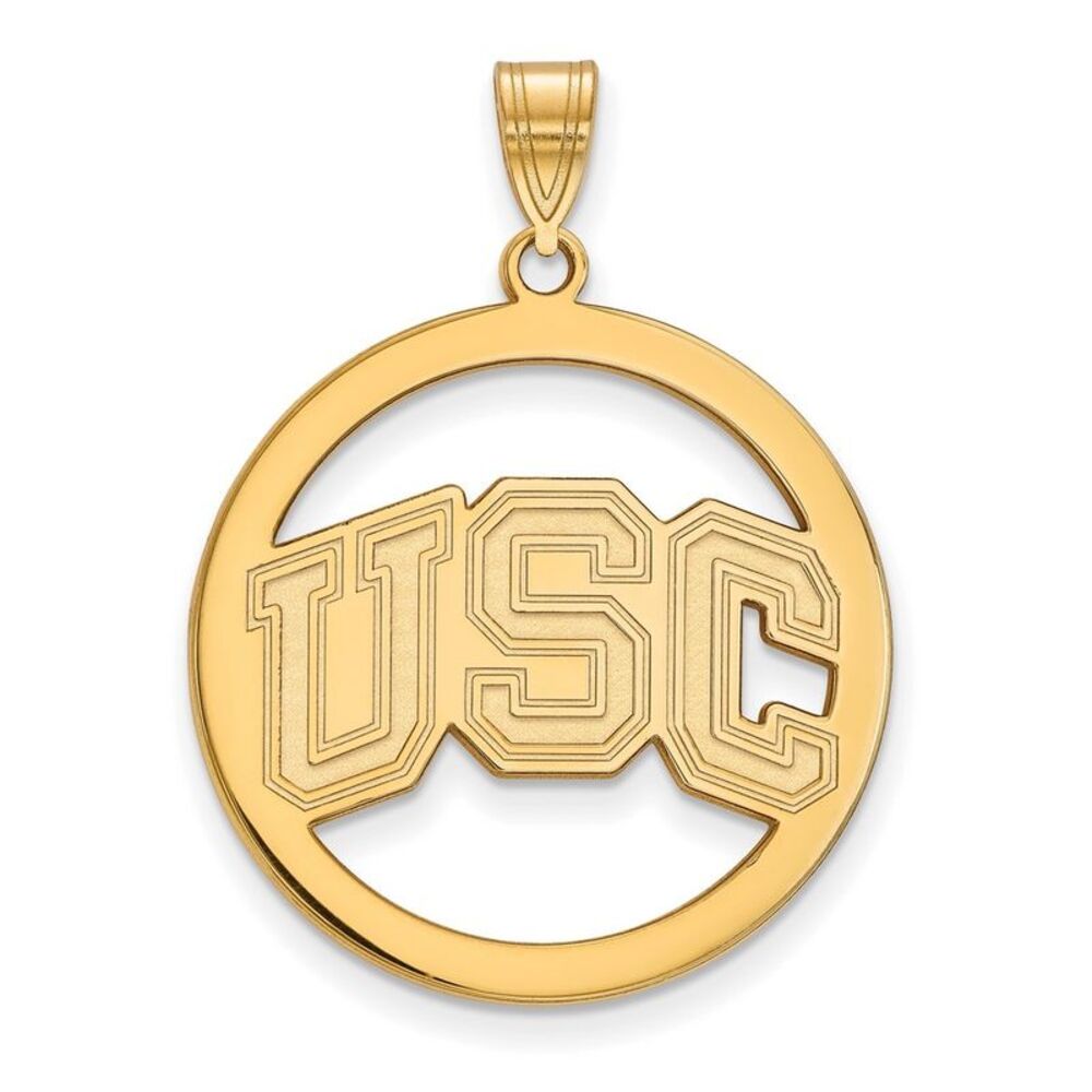 14K Gold Plated S.S. Univ. of Southern California LG Circle Pendant